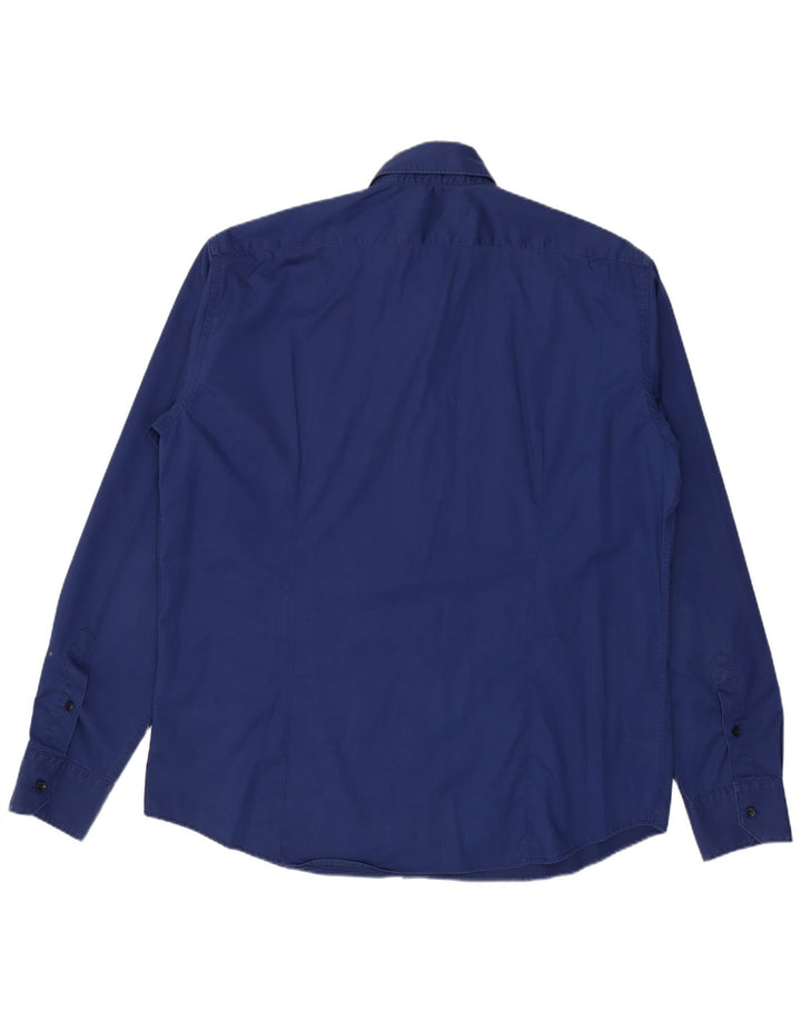 Camisa masculina Trussardi tamanho 43 17 XL algodão azul