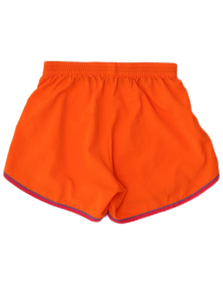 Shorts esportivos femininos Under Armour UK 8 poliéster listrado laranja pequeno