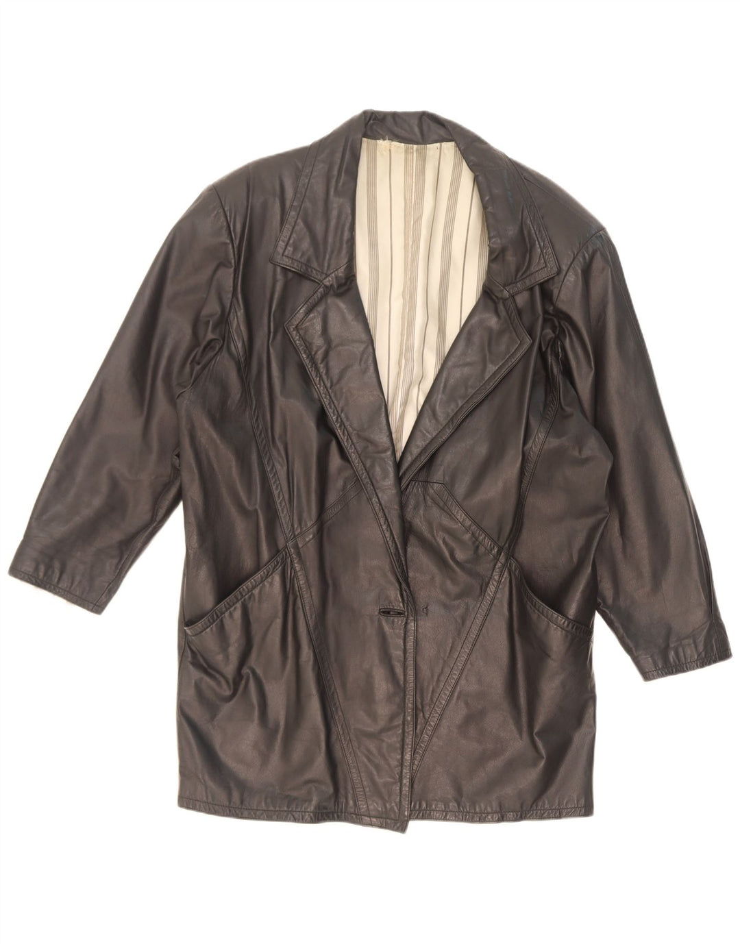Casaco de couro feminino C&A UK 18 XL preto