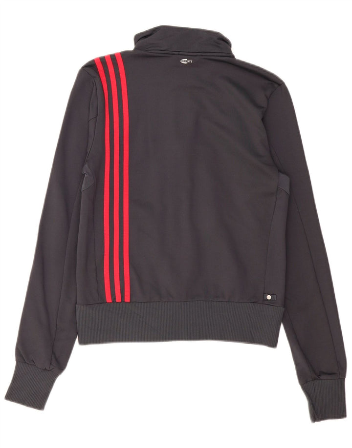 ADIDAS Womens Climalite Tracksuit Top Jacket UK 12 Médio Cinza Poliamida