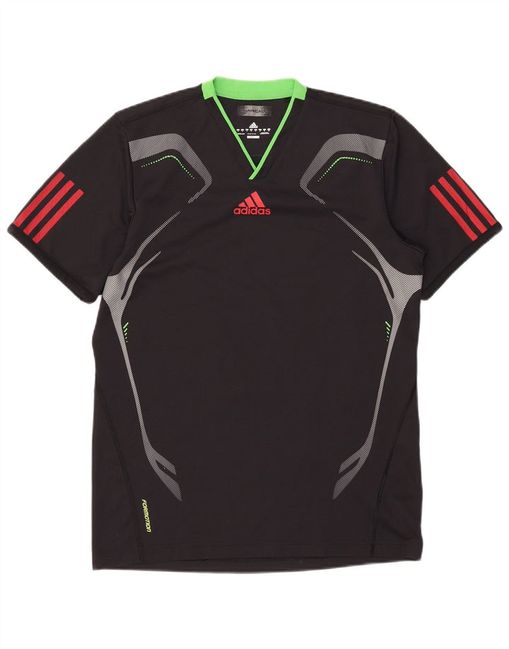 Adidas Mens Climacool Camiseta Top Pequeno Preto Colorblock