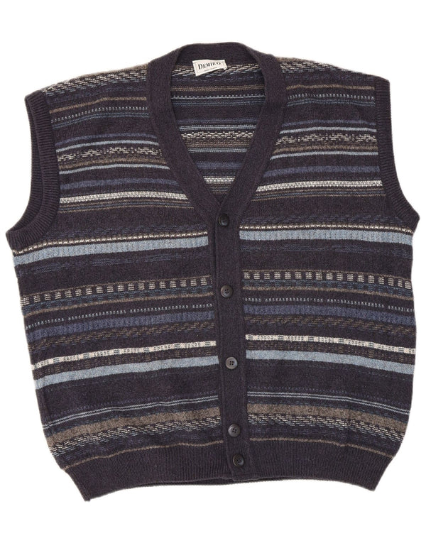 Suéter cardigã masculino sem mangas Demiro IT 54 XL listrado azul marinho