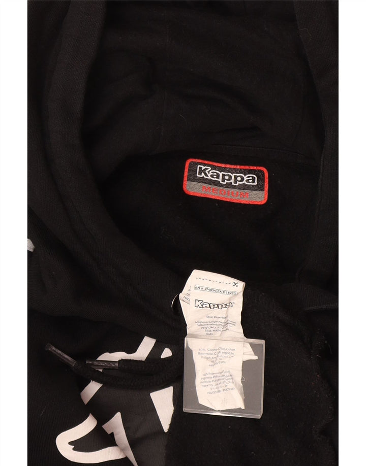 Kappa Mens Graphic Hoodie Jumper Médio Algodão Preto