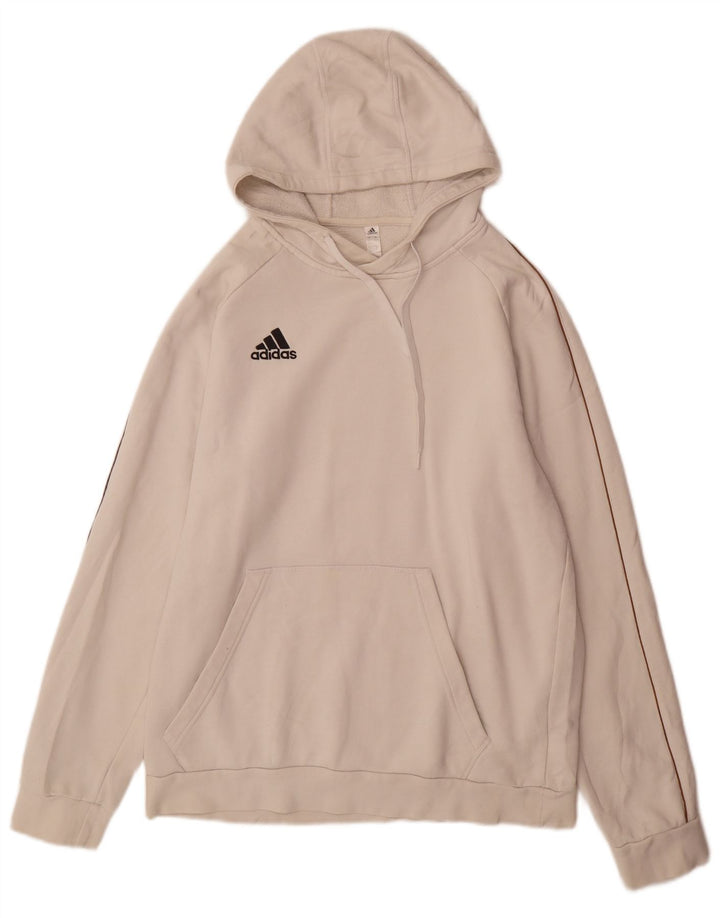ADIDAS Mens Hoodie Jumper Grande Algodão Branco