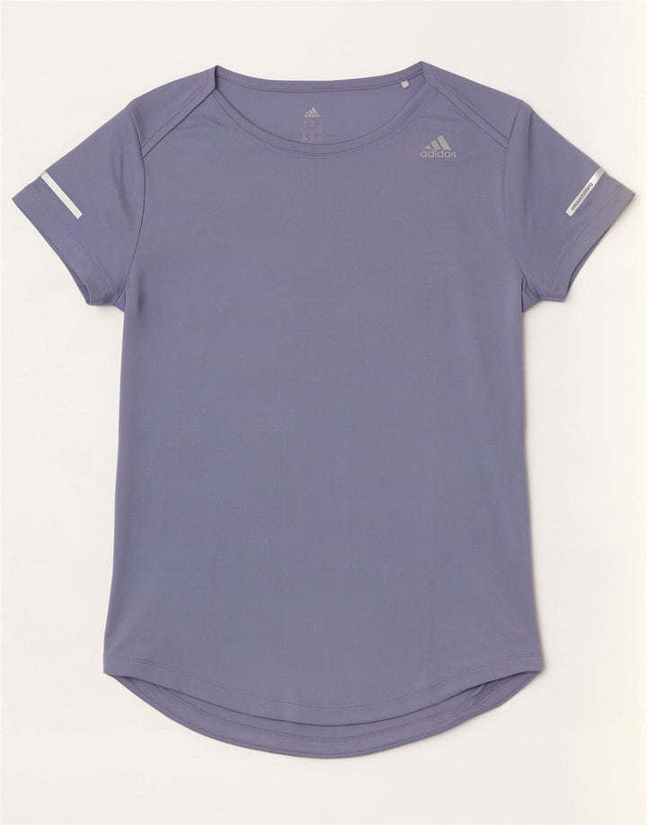 Adidas Womens Running T-Shirt Top UK 8/10 Pequeno Roxo Poliéster