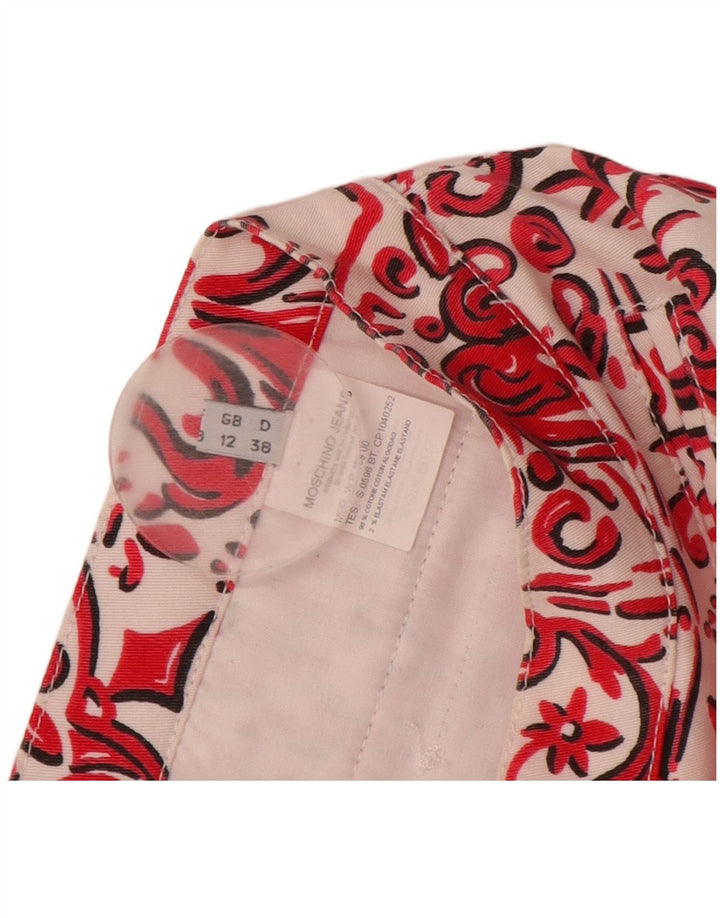 Calça Capri Reta Feminina MOSCHINO Reino Unido 12 Médio W28 L21 Vermelho Paisley