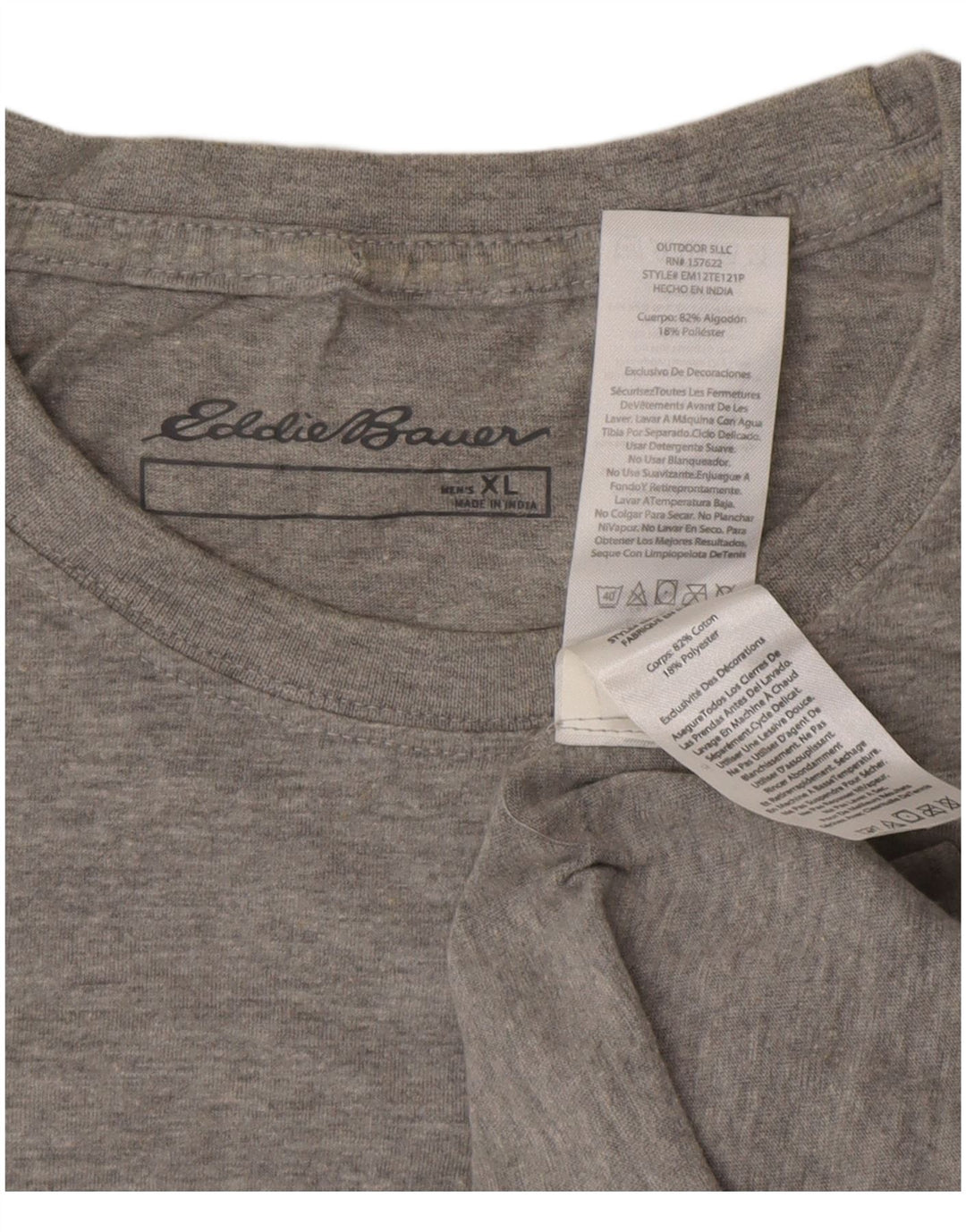 EDDIE BAUER Camiseta gráfica masculina Top XL algodão cinza