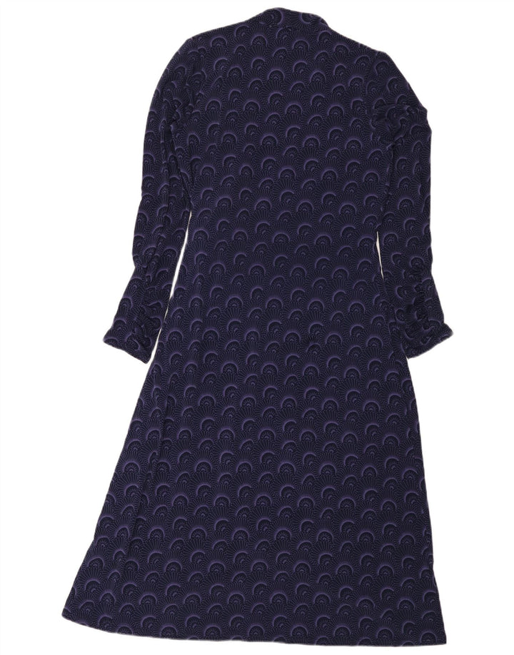Vestido feminino Laura Ashley com padrão abstrato Reino Unido 12 roxo médio