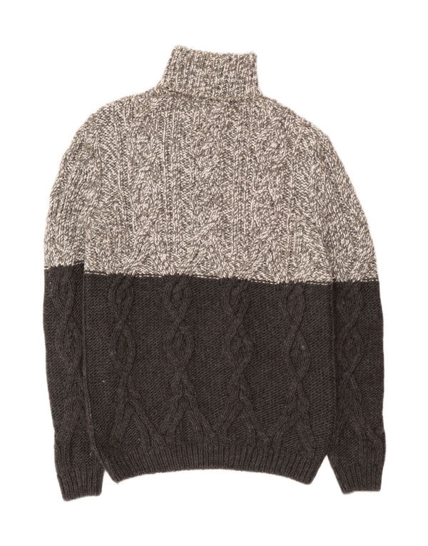 Zara Suéter masculino com gola redonda XL cinza colorblock acrílico