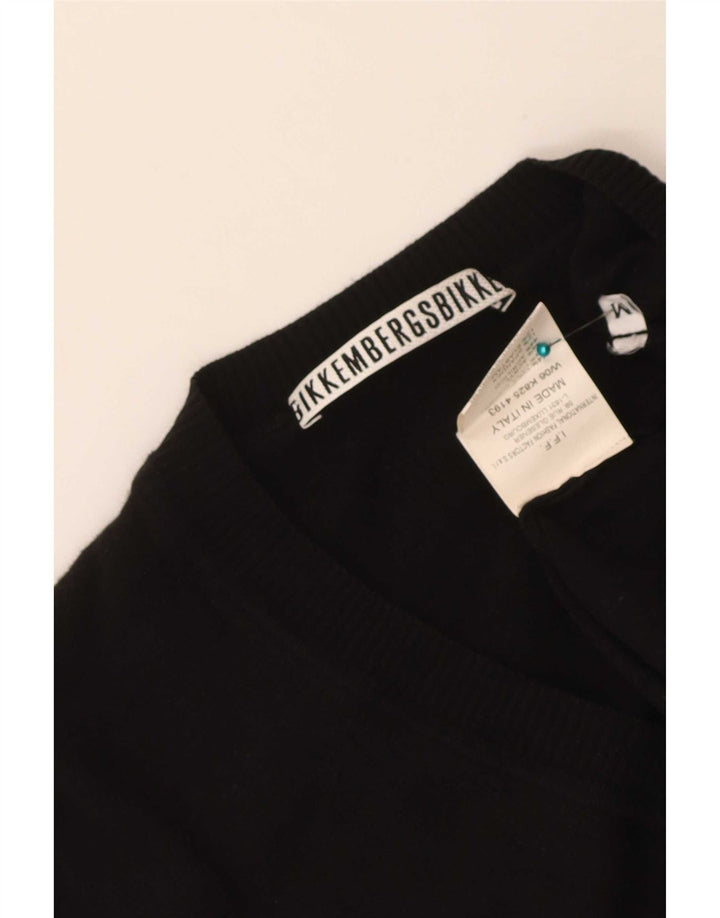 Suéter feminino Bikkembergs com decote em V Reino Unido 14 lã virgem preta média