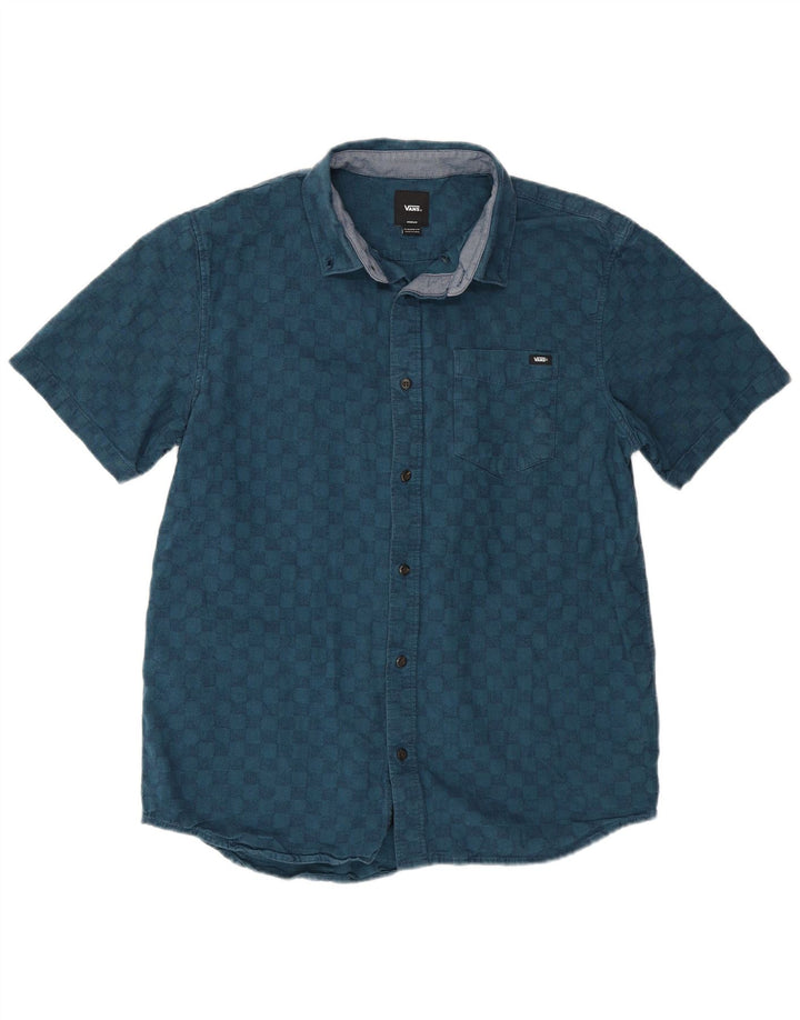 Camisa Vans Masculina Manga Curta Classic Fit Azul Médio Geométrica