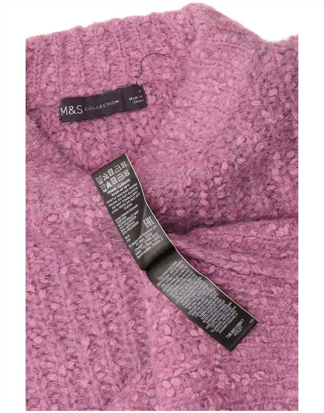 Suéter feminino Marks & Spencer com gola canoa e poliéster roxo pequeno Reino Unido 8