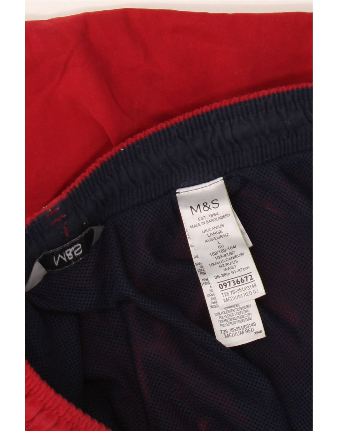 Shorts de natação masculino Marks & Spencer grande poliéster vermelho