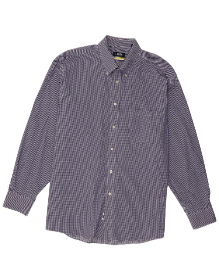 Camisa masculina Chaps Regular Fit tamanho 18 2XL algodão guingão azul