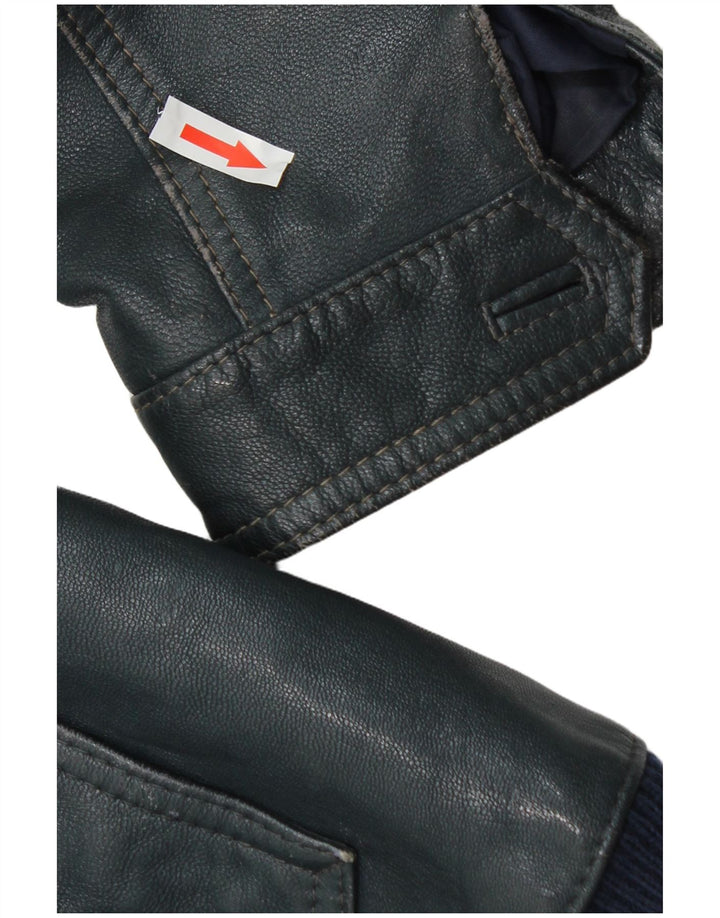 Jaqueta de couro masculina C&A UK 36 couro azul pequeno