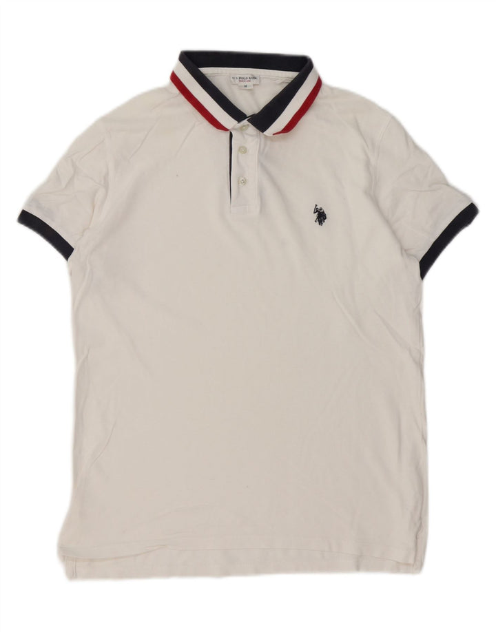 U.S. POLO ASSN. Mens Graphic Polo Shirt Medium White Colourblock