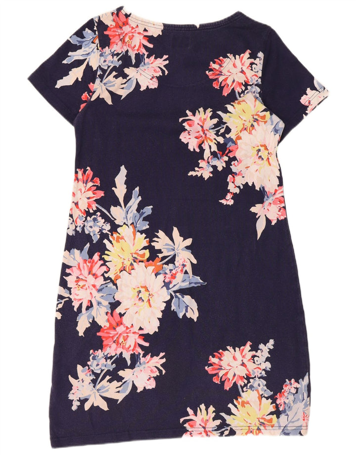 Vestido bainha feminino JOULES Reino Unido 12 algodão floral azul marinho médio