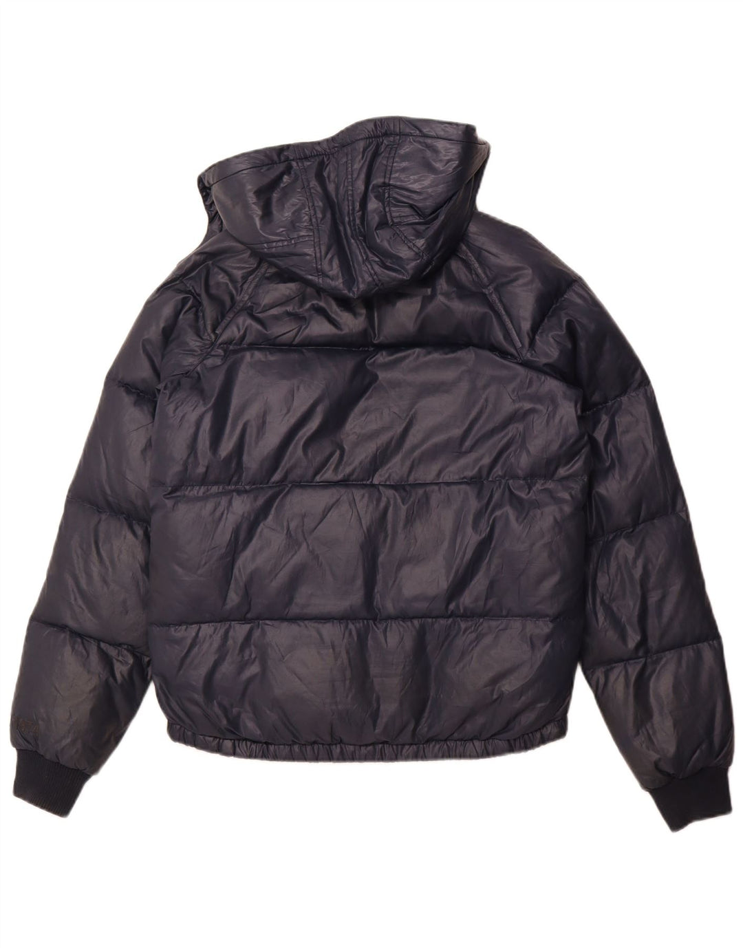 Jaqueta masculina Sisley acolchoada com capuz UK 36 pequena azul marinho