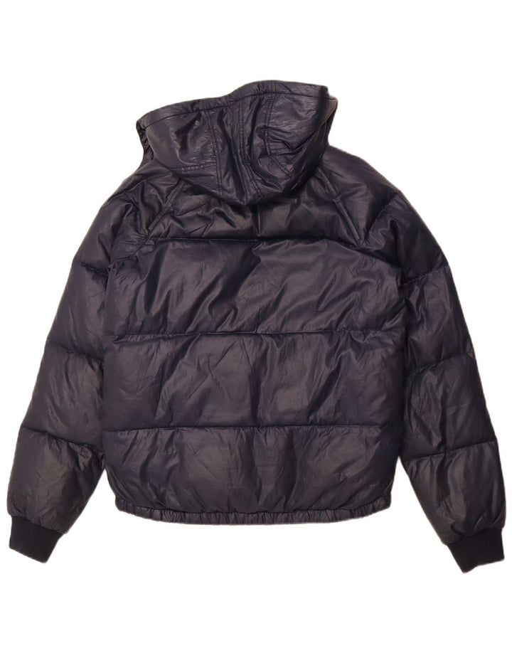 Jaqueta masculina Sisley acolchoada com capuz UK 36 pequena azul marinho