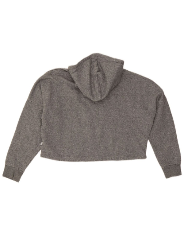 Suéter com capuz feminino Puma Graphic Crop 11-12 anos algodão cinza