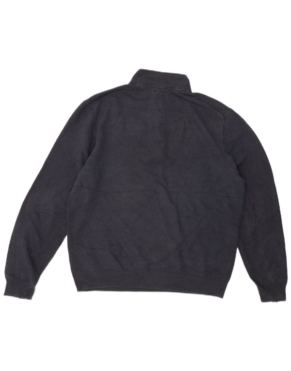 Suéter masculino Massimo Dutti com gola e botão 2XL algodão azul marinho