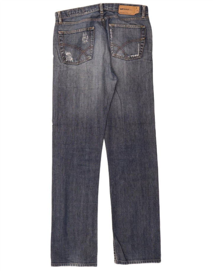 Gas Mens Straight Jeans W33 L34 Azul Algodão