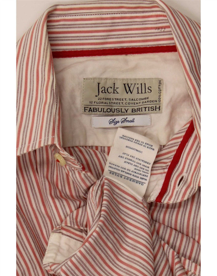 Camisa masculina Jack Wills pequena listrada vermelha de algodão