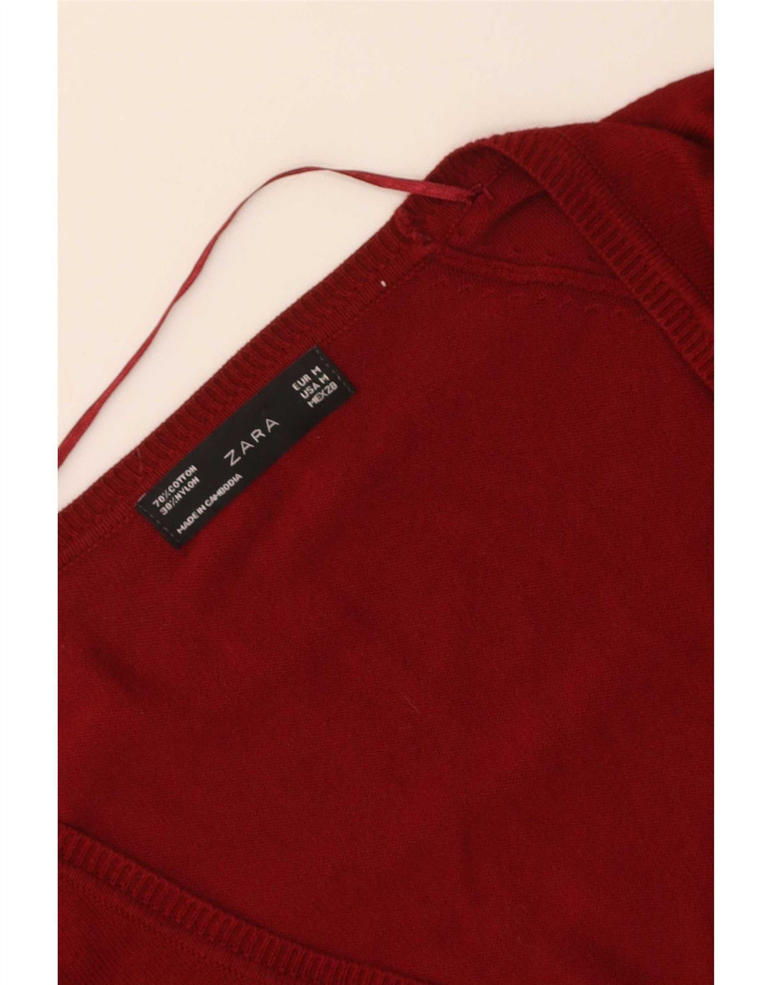 Suéter cardigã feminino Zara Reino Unido 12 algodão vermelho médio