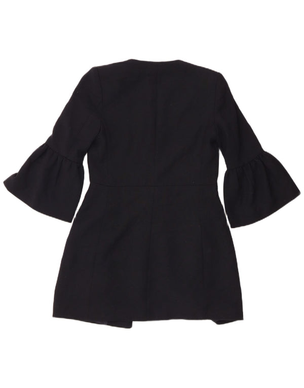 Zara Womens Longline 3/4 Sleeve Blazer Jacket UK 6 XS Navy Blue Polyester