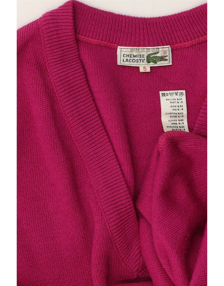 Suéter masculino LACOSTE com decote em V tamanho 5 grande lã rosa
