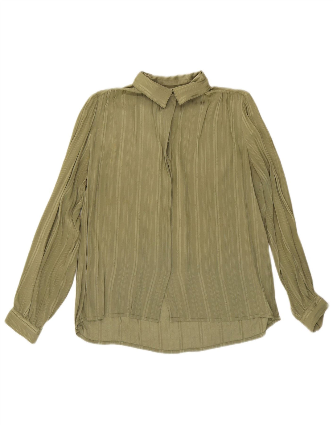 Camisa feminina vintage UK 16 grande listrada verde