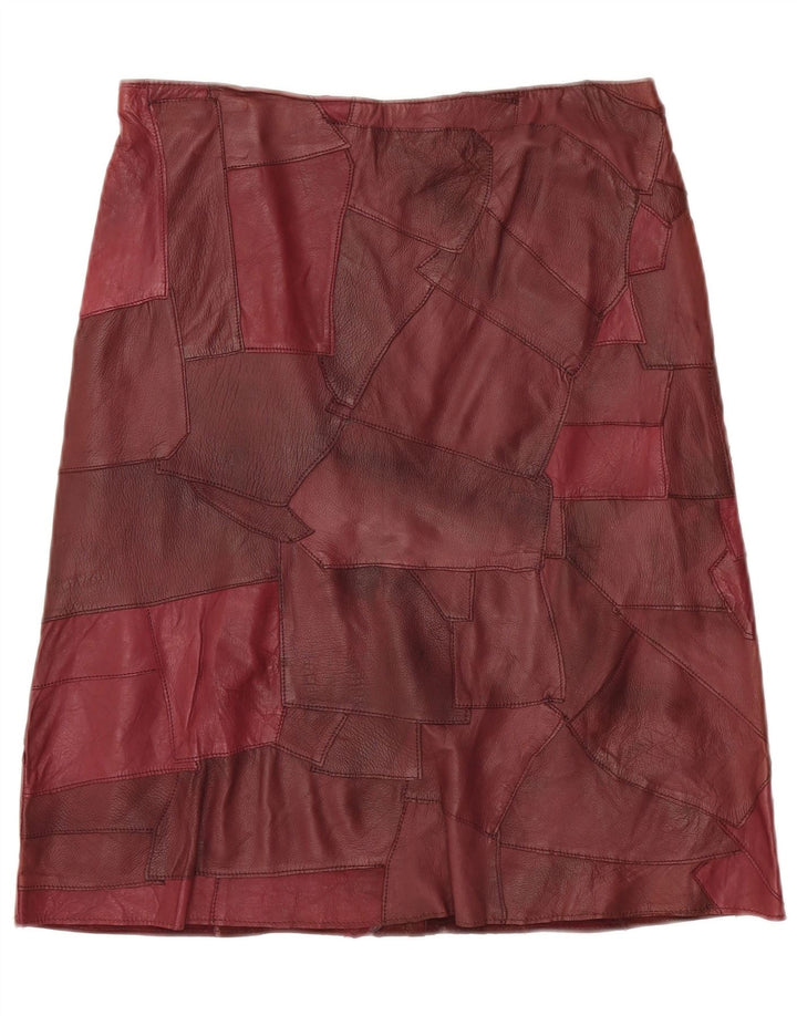 Saia feminina de couro VINTAGE IT 44 médio W32 couro borgonha