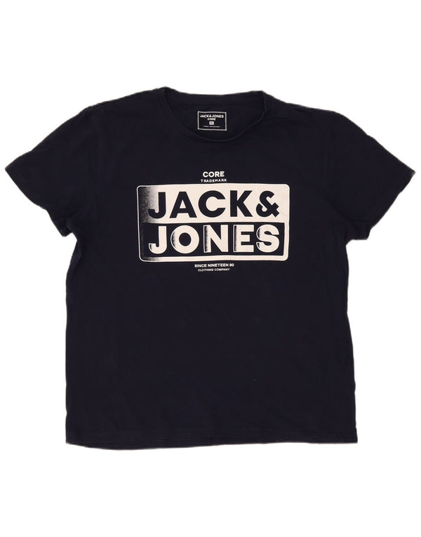 Camiseta gráfica masculina Jack & Jones Top XL algodão azul marinho
