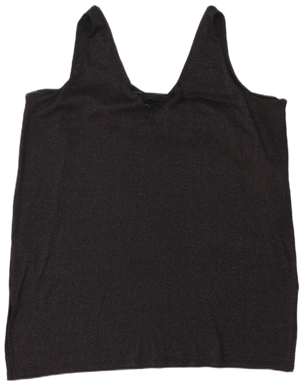 Vestido túnica feminino sem mangas Marks & Spencer Reino Unido 24 4XL poliéster preto