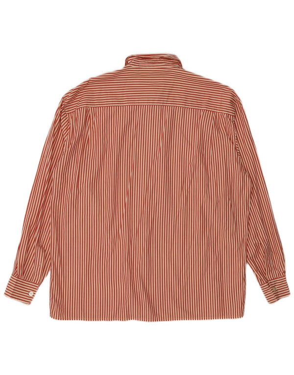 Camisa de fim de semana feminina Max Mara Reino Unido 16 grande algodão listrado vermelho