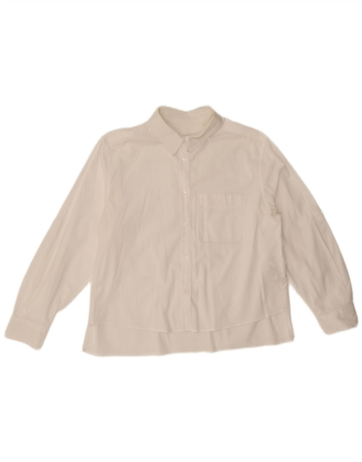 Camisa feminina Marella UK 12 algodão branco médio