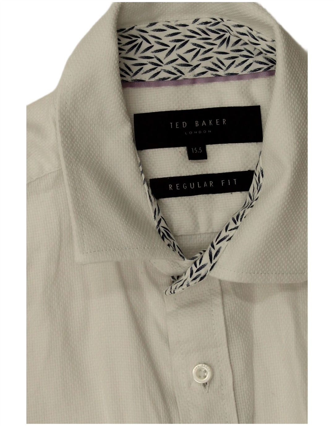 Camisa masculina Ted Baker de ajuste regular tamanho 15 1/2 algodão branco médio