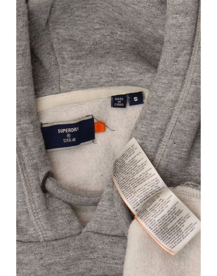Suéter com capuz masculino Superdry pequeno algodão manchado cinza