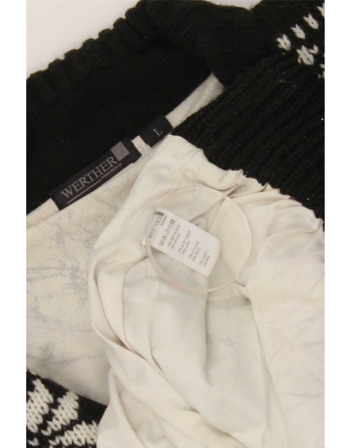 Suéter masculino Werther com zíper e gola grande preto Fair Isle poliacrílico