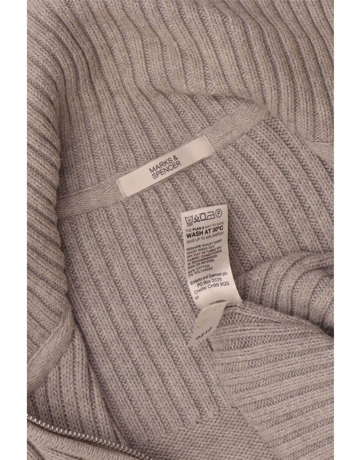 Suéter cardigã feminino Marks & Spencer Reino Unido 14 grande algodão cinza
