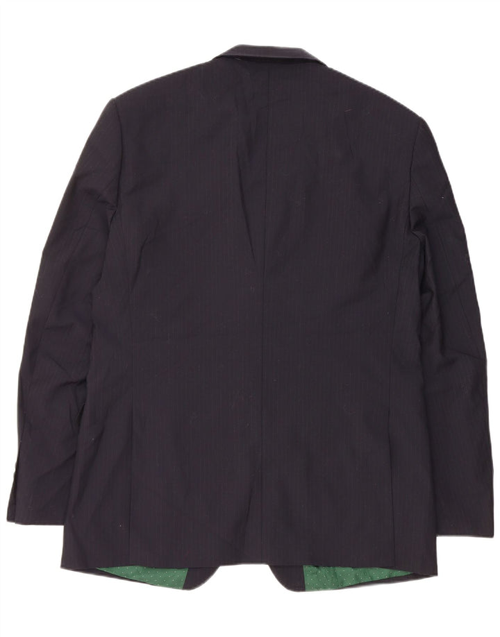 Jaqueta blazer masculina de 2 botões da French Connection Reino Unido 42 XL risca de giz azul marinho
