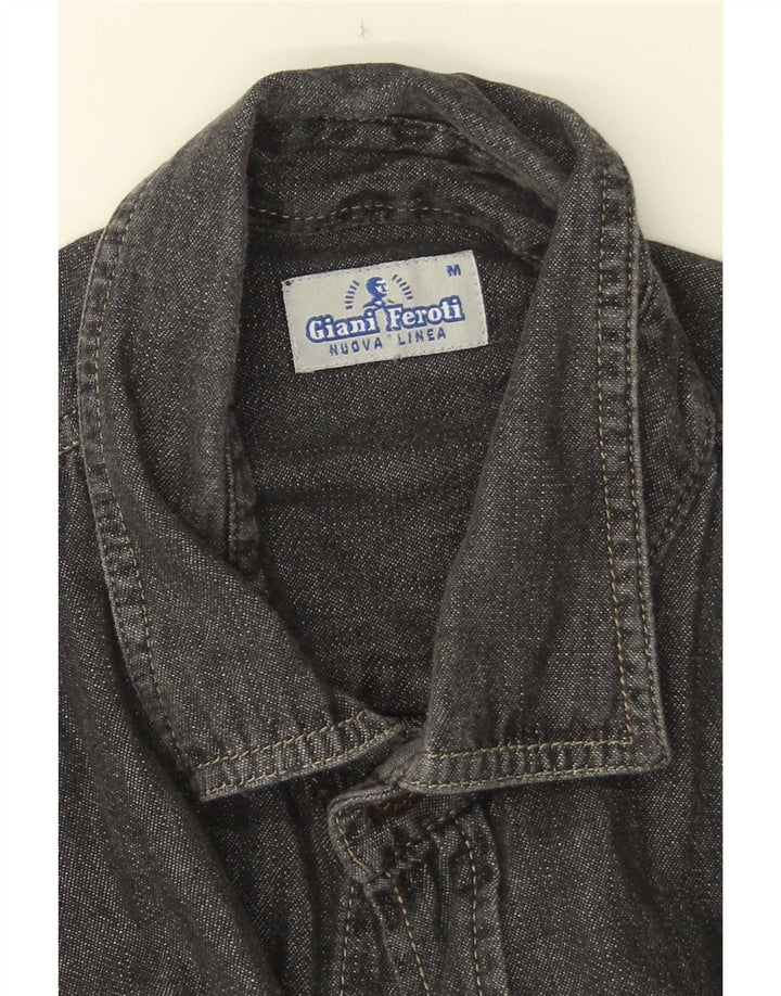Camisa jeans masculina de manga curta Giani Feroti preta média
