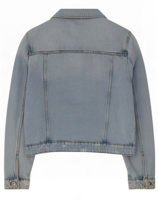 Zara Jaqueta jeans desgastada para meninas 11-12 anos algodão azul