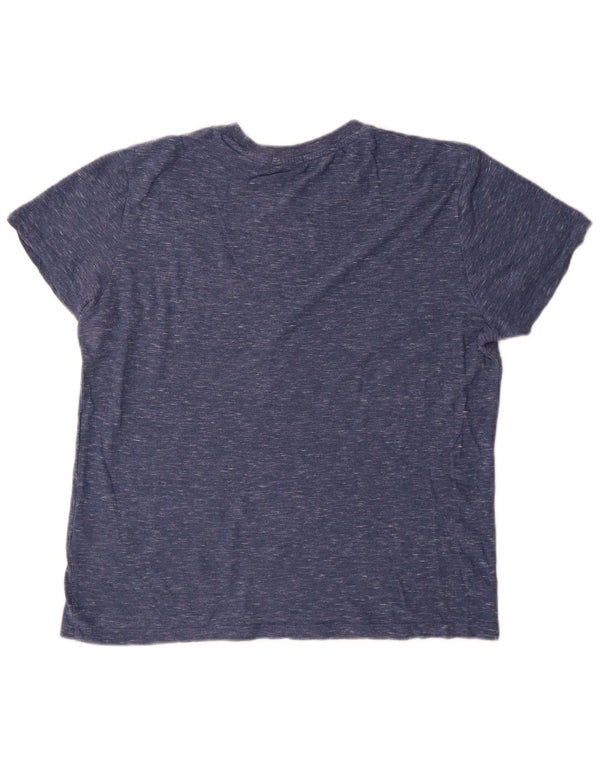Camiseta masculina Superdry Top grande algodão manchado azul marinho