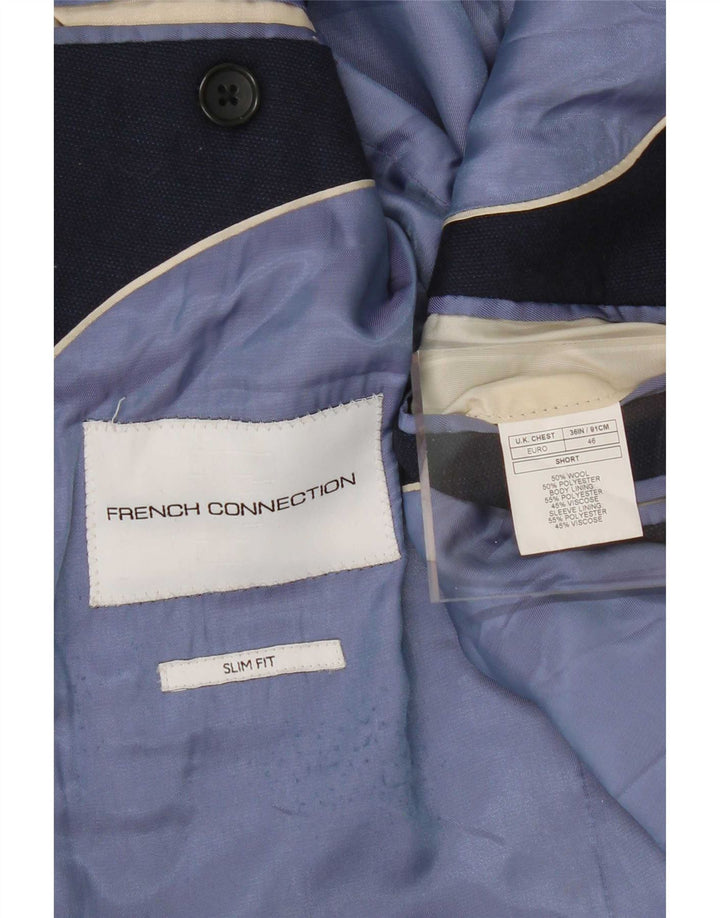 Jaqueta blazer masculina de 2 botões French Connection Reino Unido 36 pequena azul marinho