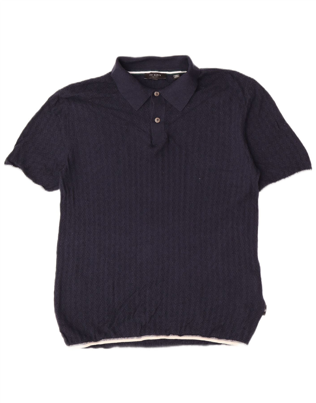 Suéter masculino Ted Baker com gola polo tamanho 3 médio azul marinho