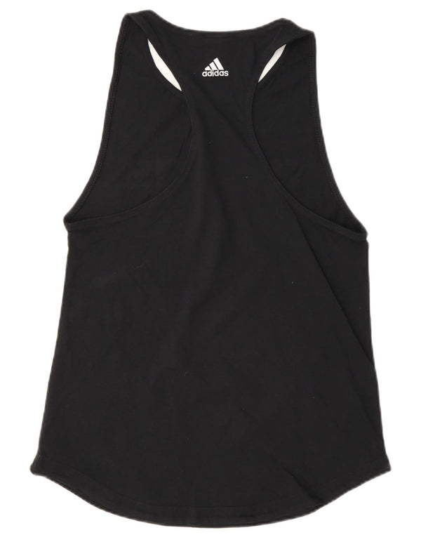 Adidas Womens Graphic Vest Top UK 8/10 Pequeno Algodão Preto
