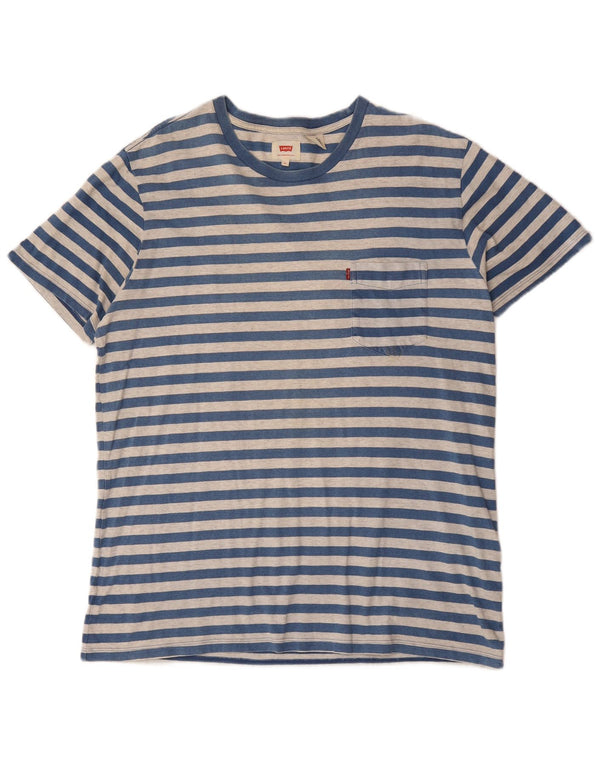 Camiseta masculina Levi's Top XL algodão listrado azul