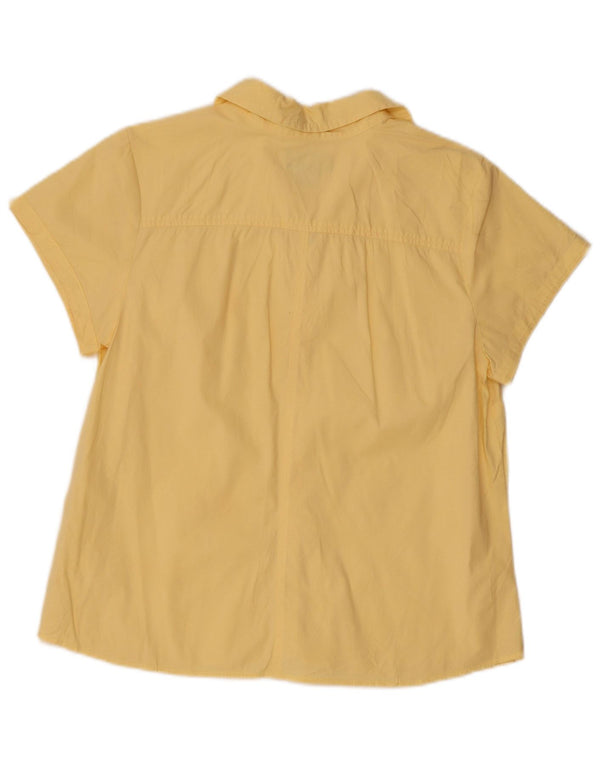 Camisa feminina Eddie Bauer de manga curta UK 18 XL algodão amarelo
