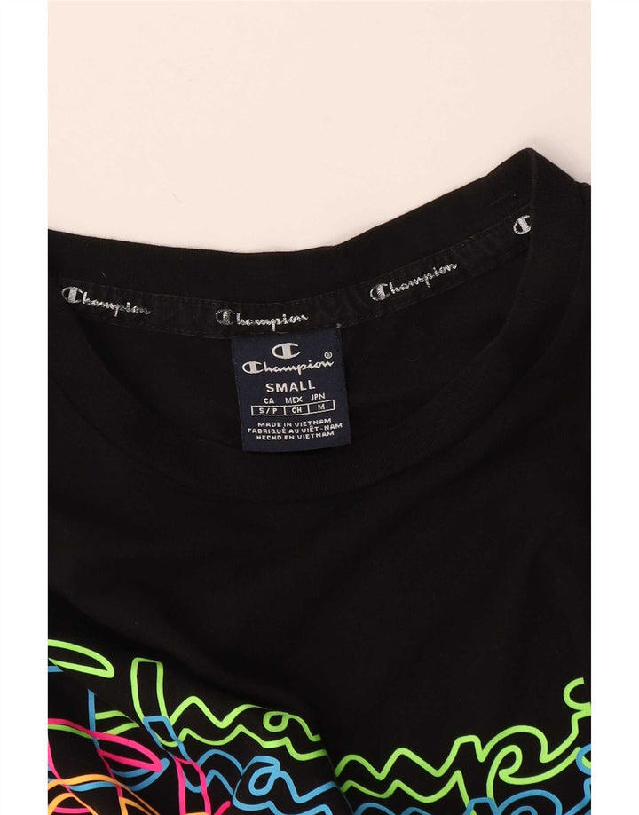 Camiseta masculina gráfica Champion pequena preta